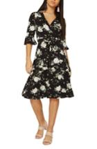 Women's Dorothy Perkins Orchid Midi Wrap Dress Us / 12 Uk - Black