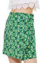 Women's Topshop Green Meadow Ruffle Miniskirt Us (fits Like 0) - Green