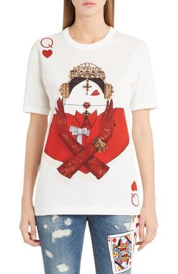 Women's Dolce & Gabbana Queen Of Hearts Graphic Tee Us / 40 It - White