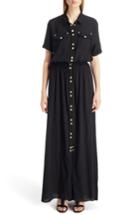 Women's Balmain Button Front Cotton Maxi Dress Us / 34 Fr - Black