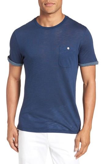 Men's Ted Baker London Taxi Slub Cotton Pocket T-shirt (s) - Blue