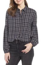 Women's Treasure & Bond Puff Sleeve Boyfriend Shirt, Size - Burgundy