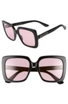 Women's Gucci 54mm Gradient Square Sunglasses - Black/ Crystal/ Solid Pink