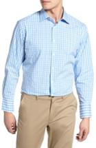 Men's Nordstrom Men's Shop Tech Smart Traditional Fit Stretch Check Dress Shirt 32/33 - Blue