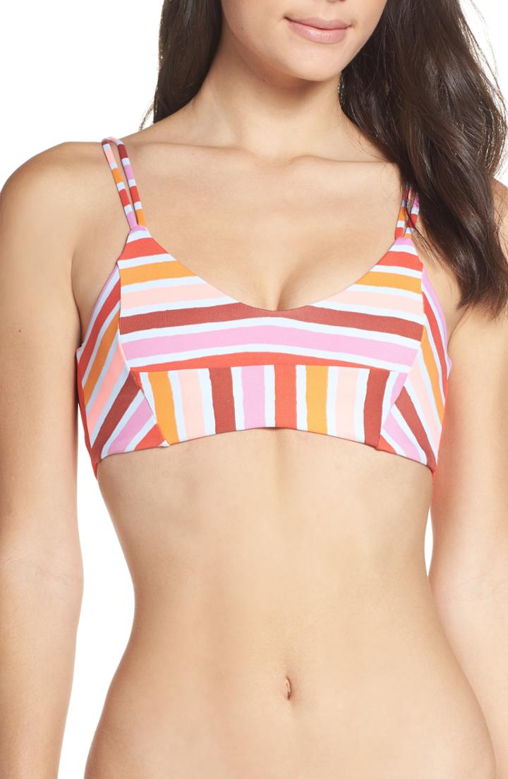 Women's Maaji Stripes & Straps Reversible Bikini Top - Red