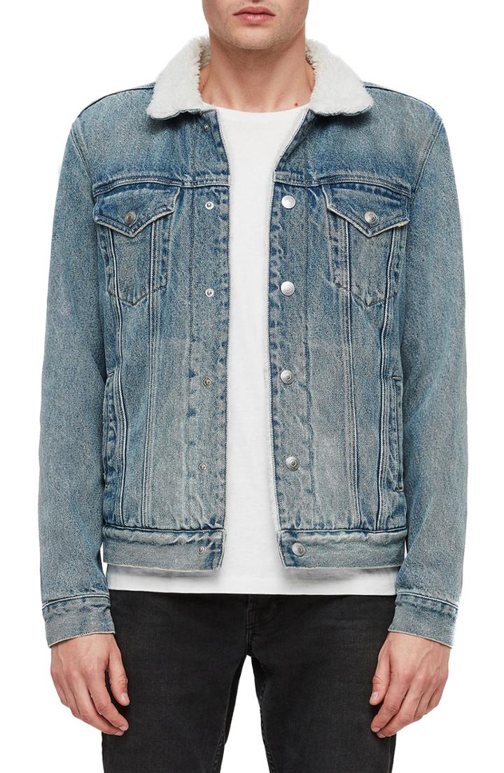 Men's Allsaints Interbay Fit Denim Jacket, Size Small - Blue