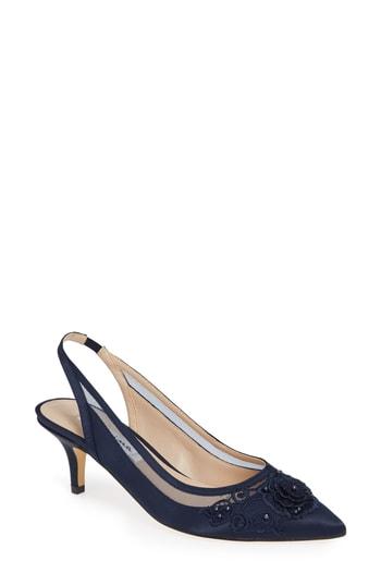 Women's Nina Taela Floral Embellished Slingback Pump M - Blue
