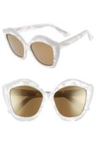 Women's Gucci 53mm Cat Eye Sunglasses - White/ Brown