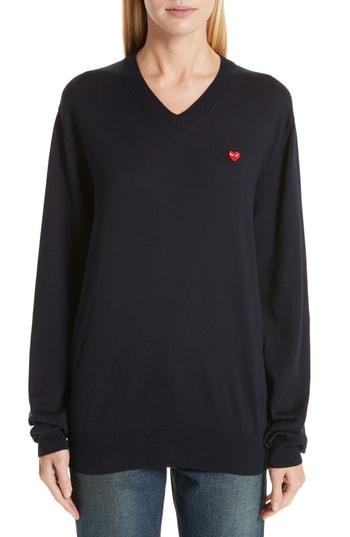 Men's Comme Des Garcons Cotton Logo Sweater - Blue