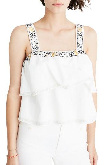 Women's Madewell Anita Emboridered Tank, Size - Beige