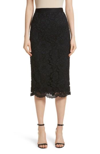 Women's Lela Rose Lace Pencil Skirt - Black