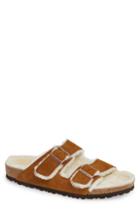 Men's Birkenstock Arizona Slide Sandal With Genuine Shearling -9.5us / 42eu D - Brown