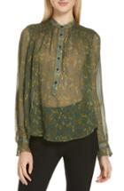 Women's Rag & Bone Susan Floral Print Silk Blouse, Size - Green
