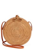 Street Level Round Rattan Crossbody Bag - Brown