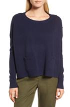 Women's Nordstrom Signature Button Detail Cashmere Sweater - Blue