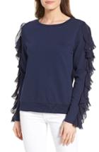 Women's Halogen Ruffle Trim Sweatshirt - Blue