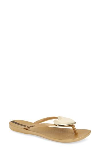 Women's Ipanema Wave Heart Flip Flop M - Metallic