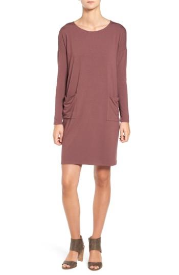Women's Eileen Fisher Jersey Ballet Neck Shift Dress, Size - Green