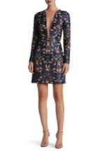 Women's Dress The Population Plunging Illusion Sequin Lace Minidress - Blue