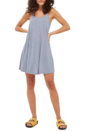 Women's Topshop Strappy Back Trapeze Dress Us (fits Like 0) - Blue