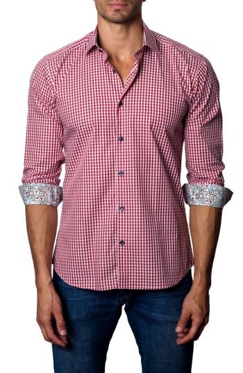 Men's Jared Lang Gingham Check Sport Shirt, Size - Red