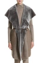 Women's Lafayette 148 New York Divya Reversible Vest With Genuine Shearling Trim, Size - Black