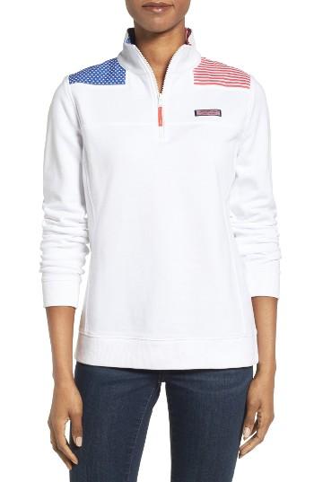 Women's Vineyard Vines Shep American Flag Quarter Zip Pullover