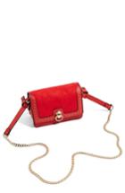 Topshop Panther Studded Faux Leather Crossbody Bag - Red