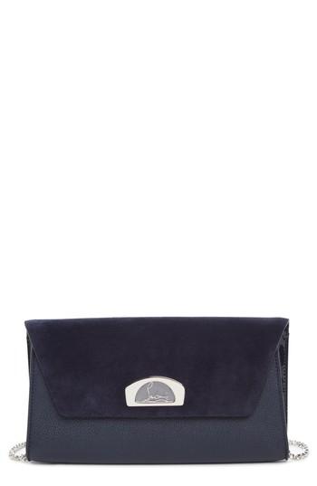 Christian Louboutin Vero Dodat Velour Suede & Leather Clutch - Blue