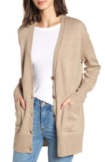 Women's J.crew Oversize Wool Blend Cardigan, Size - Beige