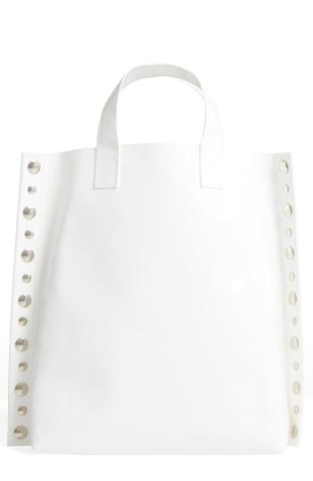 Tricot Comme Des Garcons Studded Faux Leather Tote - White