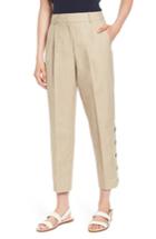 Women's Lewit Button Side Crop Linen Blend Pants - Beige