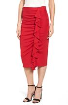 Women's Halogen Side Ruffle Pencil Skirt - Red