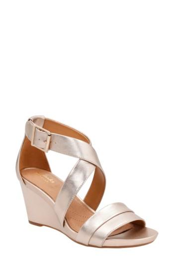 Women's Clarks Acina Newport Wedge Pump .5 W - Metallic