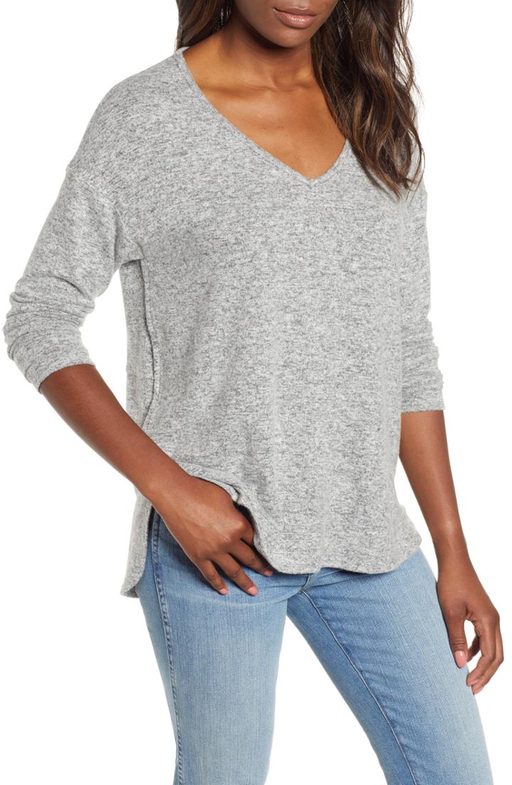 Women's Gibson Cozy V-neck Top - Grey
