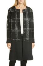 Women's Eileen Fisher Plaid Coat, Size - Black