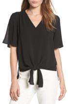 Women's Chaus Tie Front Split Sleeve Blouse - Black