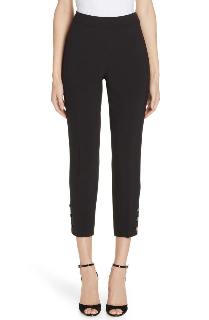 Women's Kate Spade New York Jewel Button Crop Pants - Black