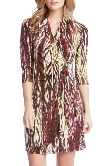 Women's Karen Kane Print Jersey Cascade Faux Wrap Dress - Purple