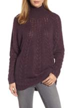 Women's Caslon Dolman Sleeve Cable Knit Tunic, Size - Purple