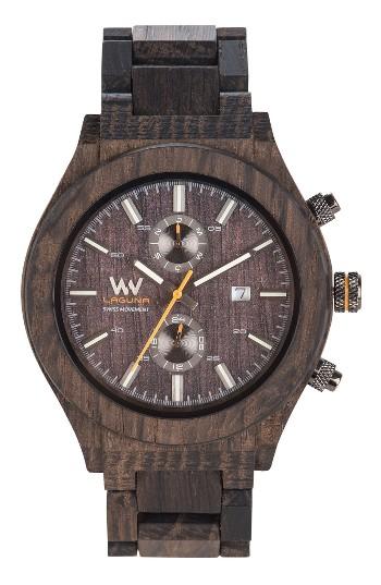 Men's Wewood Laguna Multifunctional Wood Bracelet Watch, 46.5mm