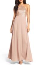 Women's Lulus Sequin Chiffon Gown - Pink