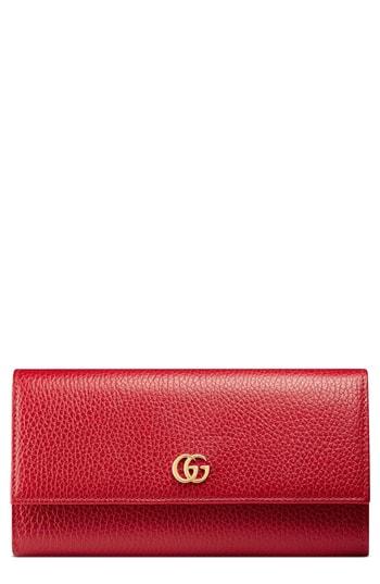 Women's Gucci Petite Marmont Leather Continental Wallet - Red