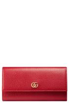 Women's Gucci Petite Marmont Leather Continental Wallet - Red