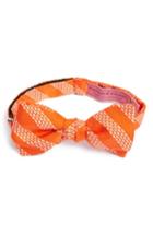 Men's Vineyard Vines Whale Stripe Silk Bow Tie, Size - Orange