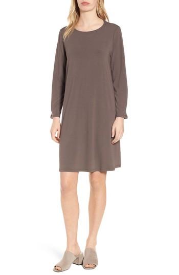 Petite Women's Eileen Fisher Jersey Shift Dress, Size P - Grey
