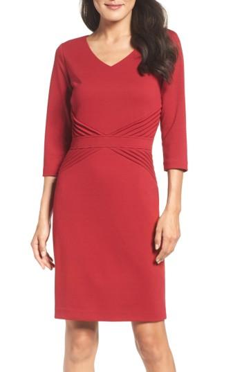 Women's Ellen Tracy Ponte Sheath Dress - Red
