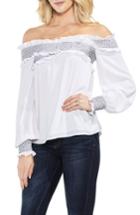 Women's Vince Camuto Smocked Cross Front Off The Shoulder Blouse, Size - White