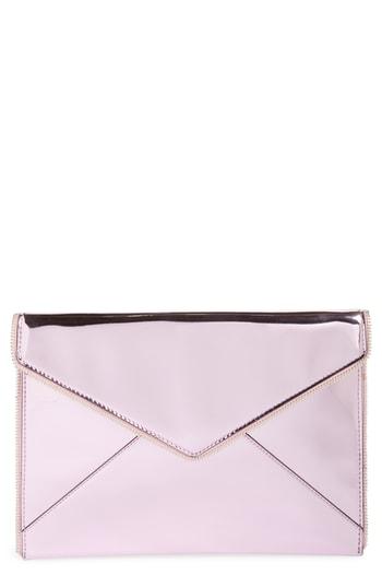 Rebecca Minkoff Leo Mirror Metallic Clutch - Pink
