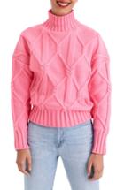 Women's J.crew Collection Cable Mock Neck Sweater - Pink